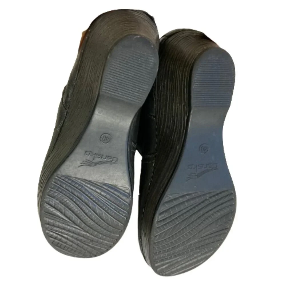 Dansko SALE! Wedge Ankle Boots Veronica Black Leather Tassel, size 40, 9-9 1/2